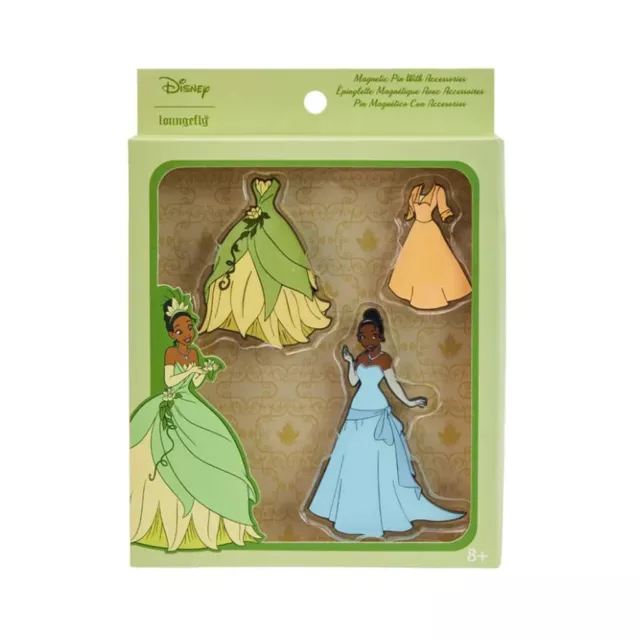 Loungefly Disney Princess And The Frog Tiana Paper Doll Magnetic Enamel Pin Set