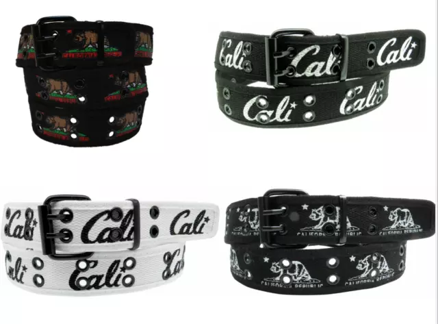 California Republic Cali Premium Double Row Grommet Belt 2 Hole Canvas Web