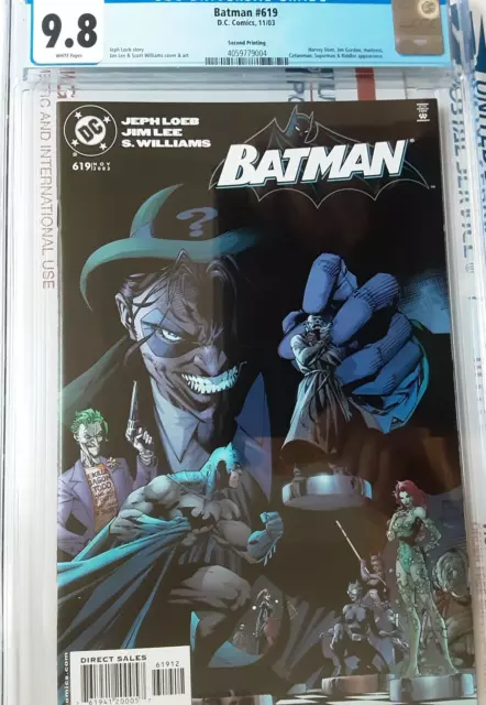 BATMAN #619 CGC 9.8 HTF 2ND PRINT 1st Tommy HUSH ELLIOT IN COSTUME KEY JIM LEE