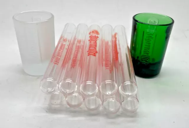 10 X Jagermeister Test Tubes + 2 Shot Glasses - Pub Bar Home Spirit Party Four