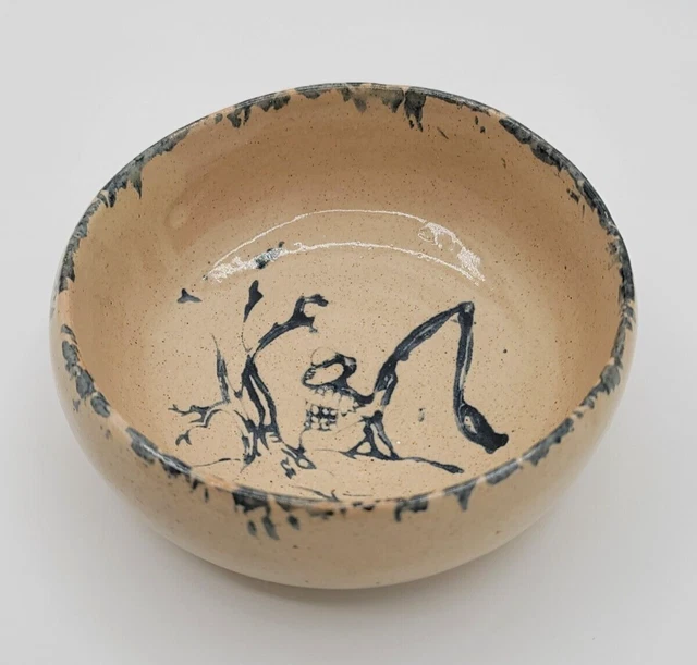 Tazón de ensalada/sopa de cerámica de colección para niños pesca beige/azul esponja Kentucky BB