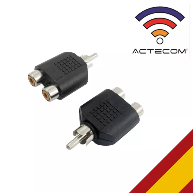 Actecom Conector Adaptador 2 Rca Hembra A 1 Rca Macho