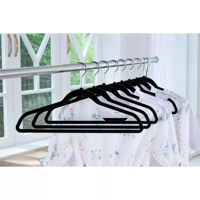 Flocked Non Slip Coat Clothes Hangers Velvet Trouser Hanging Space Saving