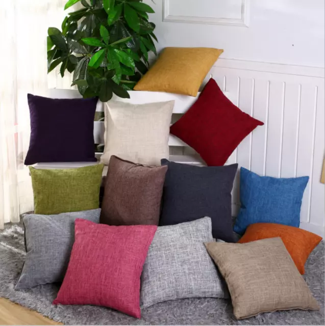 16"18"20"22"24"Large Linen Plain Cushion Cover Pillow Case Home Sofa Decor d