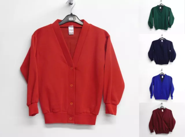Girls School Cardigan Sweatshirt Cardigan School Uniform 1-14 Years Royal/Red