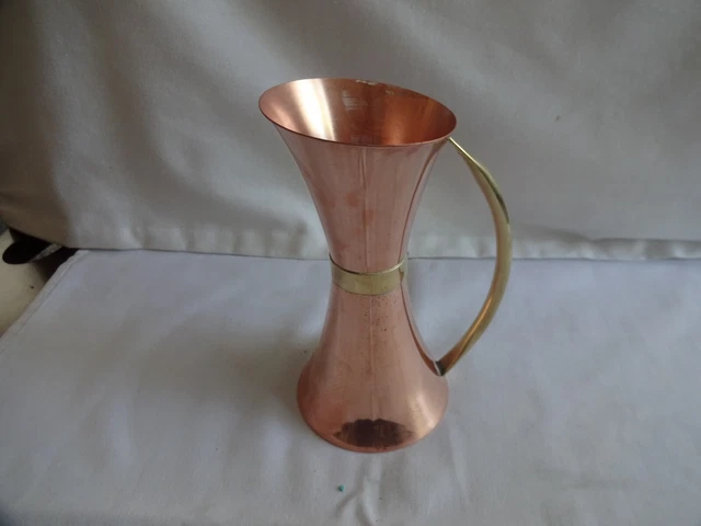 Jarra de cobre vintage mango de latón altura 14 cm x 7 cm