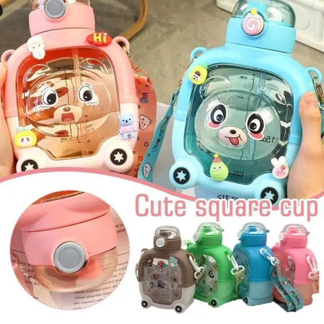 Cute Square Water Cup For Kids Portable Outdoor Water Bottle X6N6