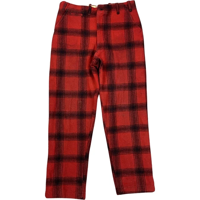 JC Higgins Sears Roebuck Buffalo Plaid Vintage Thick Heavy Wool Pants 36x30 Mens
