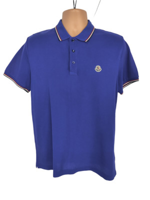 Da Uomo Moncler Taglia L Large Blu Maglia Polo LORICA Manica Corta Polo Shirt Manica Corta 
