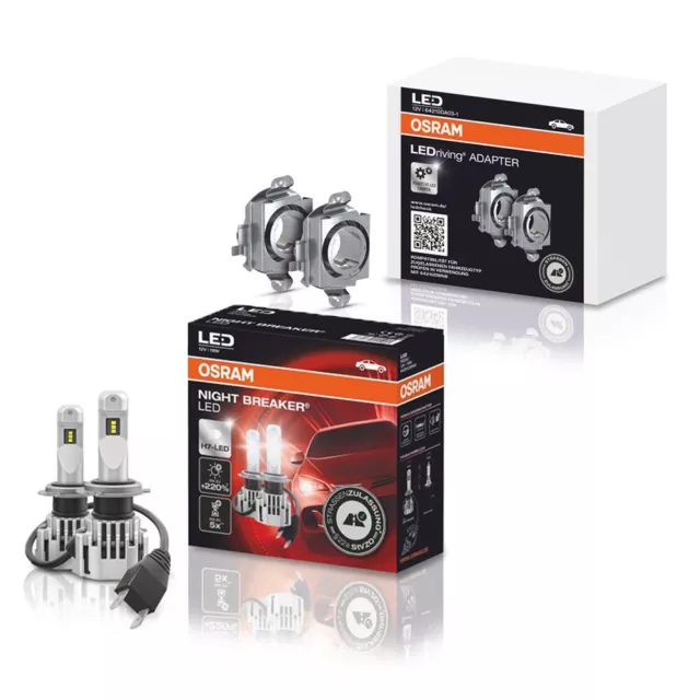 Lampada Retrofit Led Osram H7 Night Breaker Lampada A Incandescenza + Adattatore Ledriving 3 Mb Cla