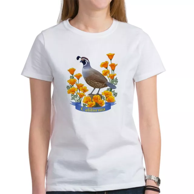CafePress California Quail & Golden Poppy Women's T-Shirt (1940749021)
