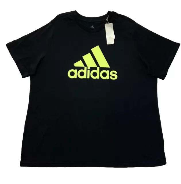 ADIDAS Women's Tee Size 3X Graphic Logo Black Crew Neck Short Sleeve T-Shirt NWT