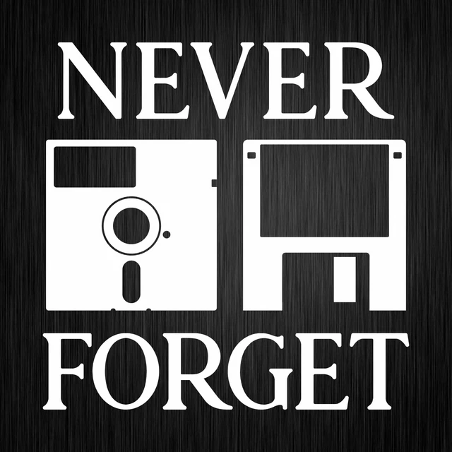 Never Forget Geek Gamer Fun Retro Floppy Weiß Auto Vinyl Decal Sticker Aufkleber