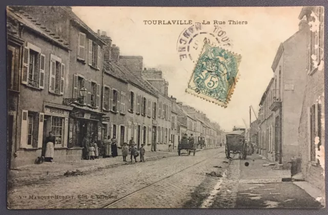 CPA: TOURLAVILLE - La Rue Thiers (227)