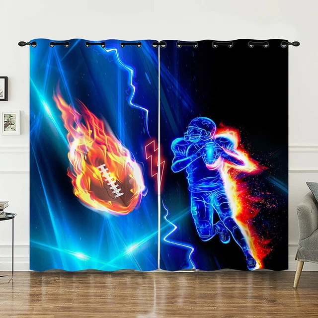Rugby Sports Gift Boys Bedroom Curtains Ring Blackout Door Decor UV Protect