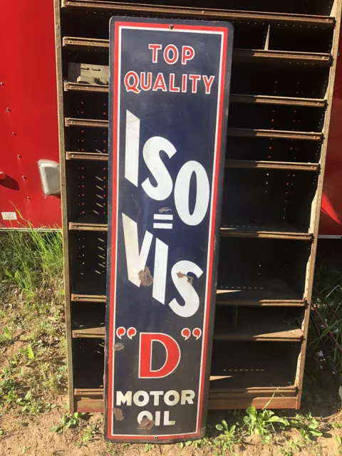 ISO VIS D PORCELAIN STANDARD MOTOR OIL VERTICAL  Advertising SIGN
