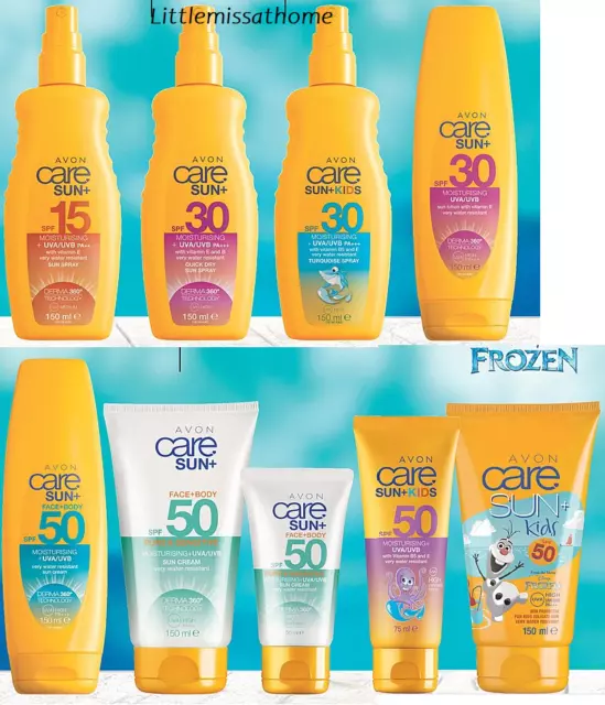 AVON CARE SUN+ mosturising spray lotion body face cream anti-ageing SPF15 30 50