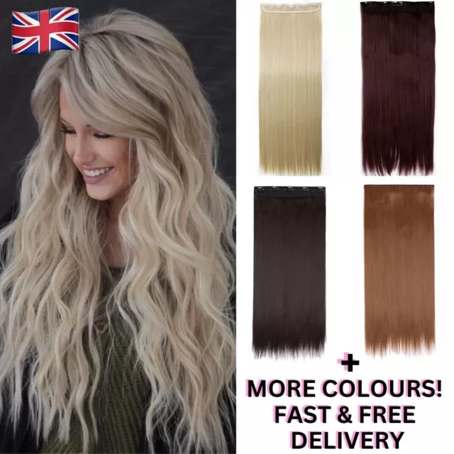 Clip In Hair Extensions AS Remy Human Full Half Head Highlights One Piece 24" UK