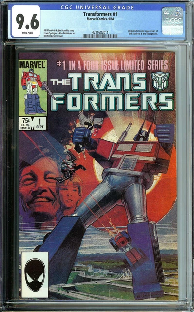 Transformers #1 Cgc 9.6 White Pages // Origin+1St Comic Appearance Autobots 1984