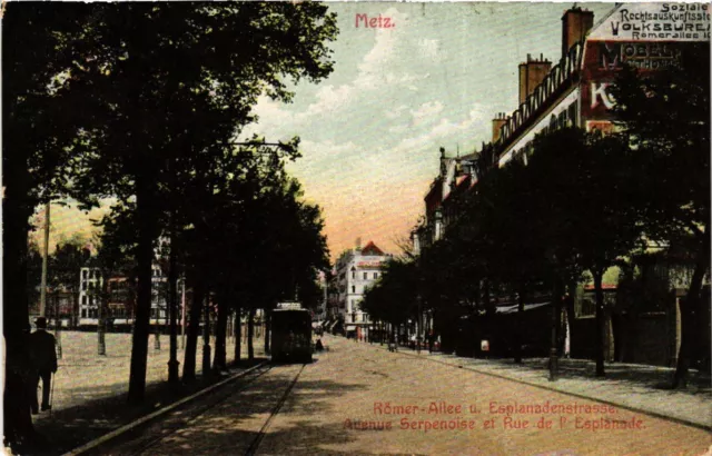 CPA AK METZ Romer-Allée u. Esplanadenstrasse Avenue Serpenoise et Rue (454489)