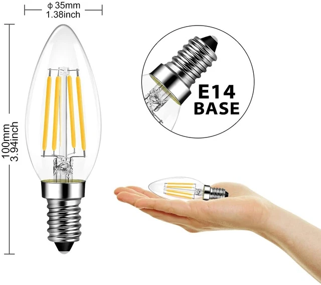6 x E14 LED Filament Kerze Glühbirnen 4W - warmweiß kleine Schraube 