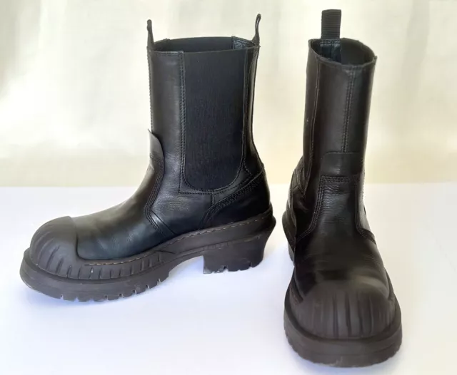 Acne Studios W Chelsea Boots Black Leather Rubber Lug Sole Great Pre-Owned Cond 2