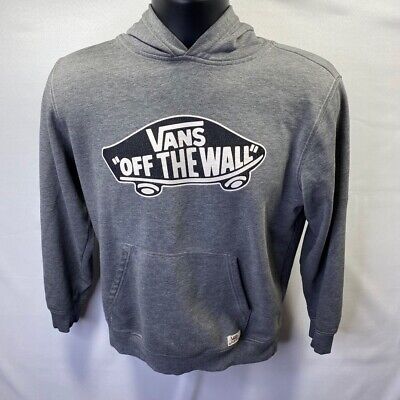 Vans Off The Wall Boys Hoodie Sweatshirt Gray Skateboard Long Sleeve Pullover L