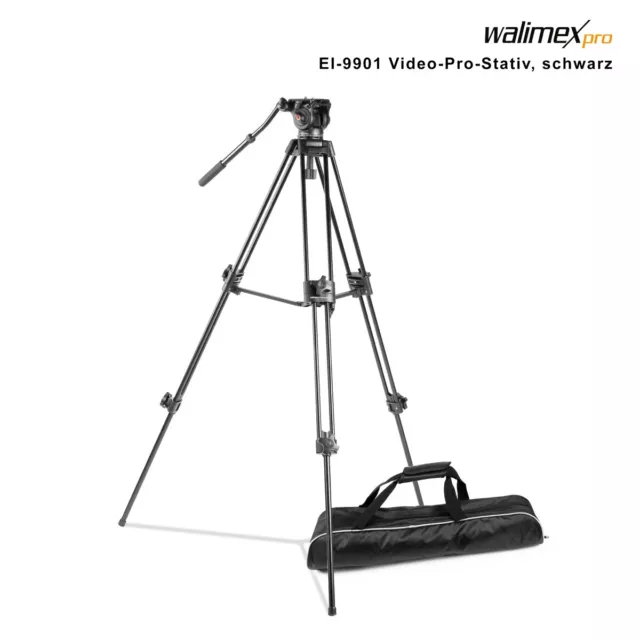 walimex pro EI-9901 Video-Pro-Stativ mit Neiger, Libelle, belastbar bis 6 kg