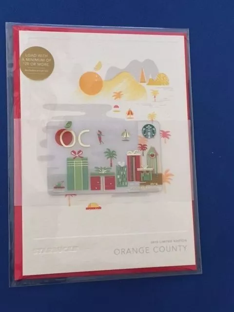 Starbucks Card 2016 Orange County OC Christmas Holiday Greeting $0 bal NEW MINT