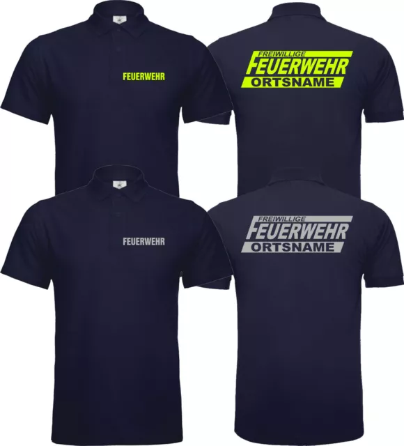 Freiwillige Feuerwehr Polo Poloshirt  Reflektierend Versch Farben Eigener Name