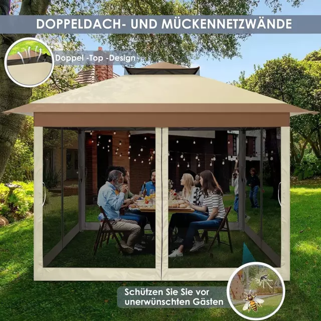 Gazebo 3,3 x 3,3 m impermeabile tenda da giardino gazebo pieghevole tenda per feste popup protezione UV