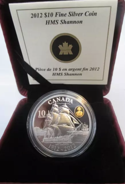 Canada 2012 $10 Fine Silver Coin - HMS Shannon - 99.99% Fine Silver - Box + COA 2