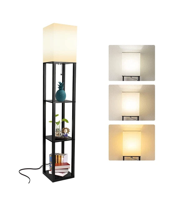 Lámpara de pie Wishwill con estantes, lámpara de pie moderna con 3 CCT LED B...