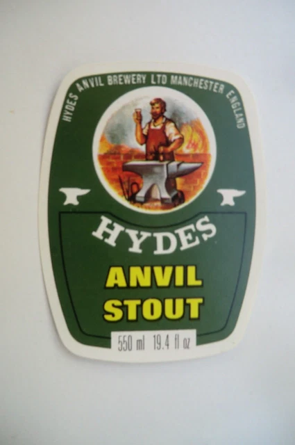 MINT HYDES MANCHESTER ANVIL STOUT 19.4 fl oz Fl Oz BREWERY BEER LABEL