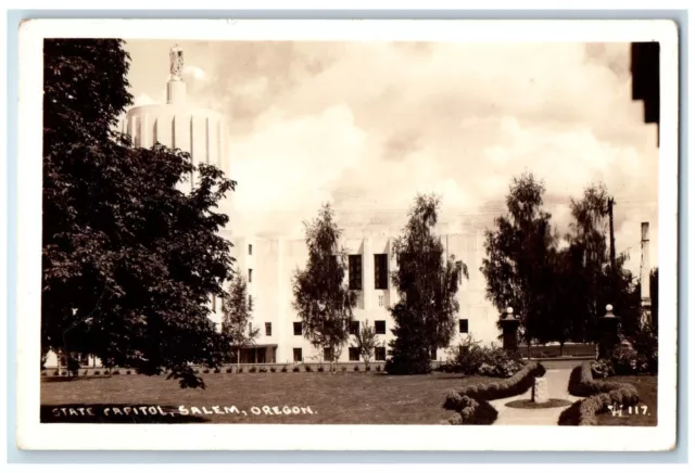 View Of State Capitol Building Salem Oregon OR Vintage RPPC Photo Postcard