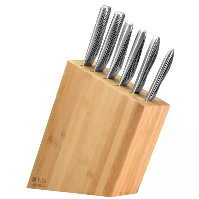 New Global KYOTO 7pc Bamboo Knife Block Set Knives 7 Piece