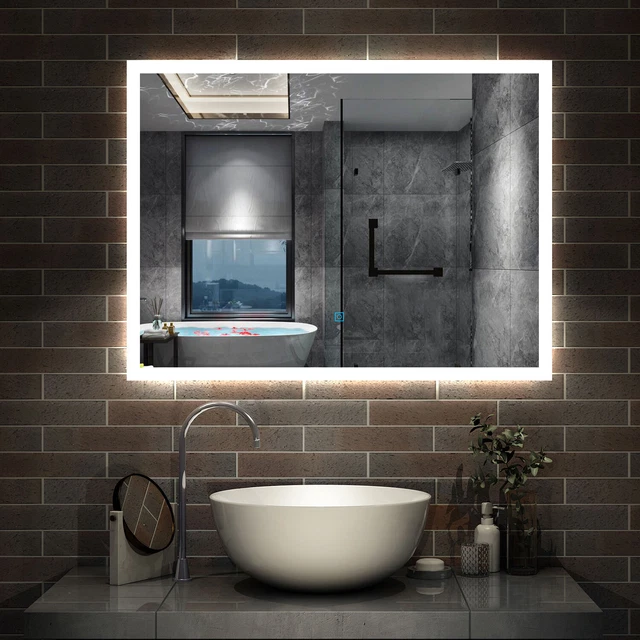 ILLUMINATED LED BATHROOM Mirror with Lights Touch Sensor Demister Wall ...