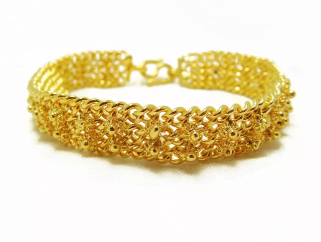 22K 24K Thai Baht Yellow Gold Plated Pikun FlowerThai Bracelet Women Jewelry