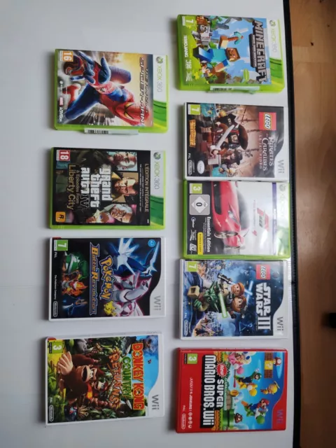Lot De 9 Boîtes De Jeux Vidéos Xbox 360 Et Wii VIDES SANS CD