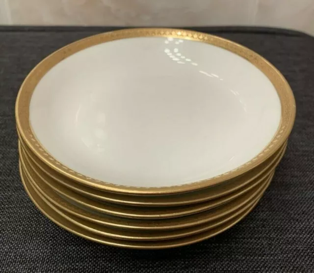 Vintage Limoges F.B.& C. 22kt Gold Encrusted Trim set of 6 Saucer Plates, France