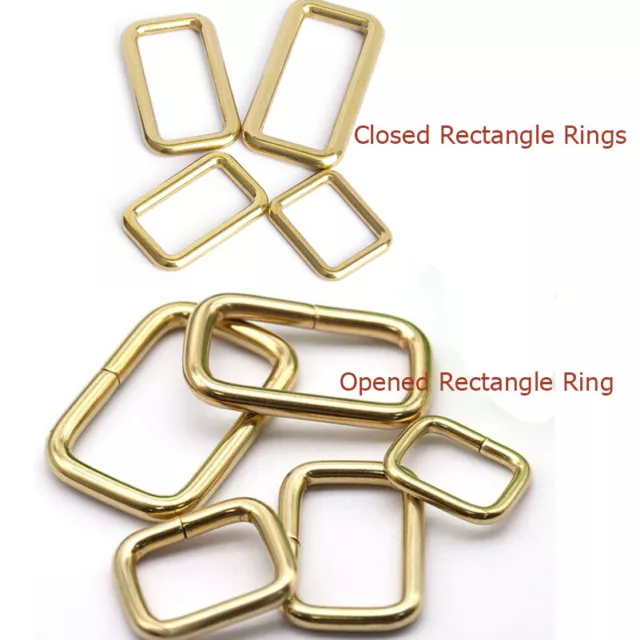 Solid Brass Rectangle Rings Loop Buckle for Webbing Belt/Bag Leather 16-40mm