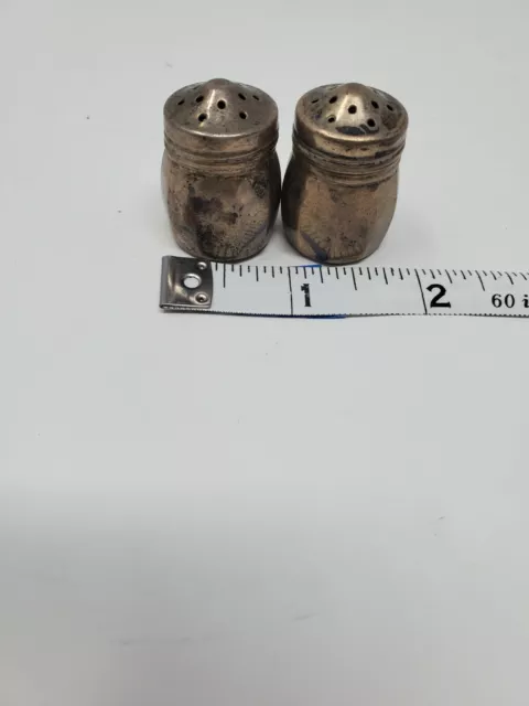 Pair Of Miniature Sterling Silver Salt And Pepper Shakers