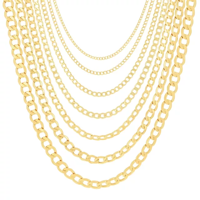 10K Yellow Gold 2mm-7.5mm Cuban Curb Chain Pendant Necklace Mens Women 16"- 30"