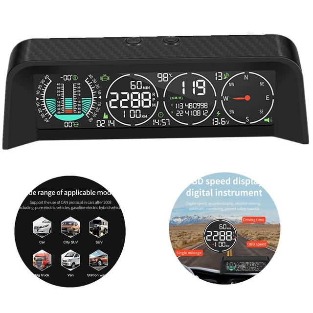 Car Head Up Display With HUD Screen Smart GPS Tire Pressure Monitor Speedometer