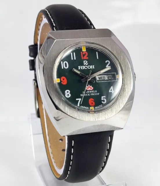 Ricoh Green Dial 21 Jewels Day Date Men's Automatic Wrist Watch R31