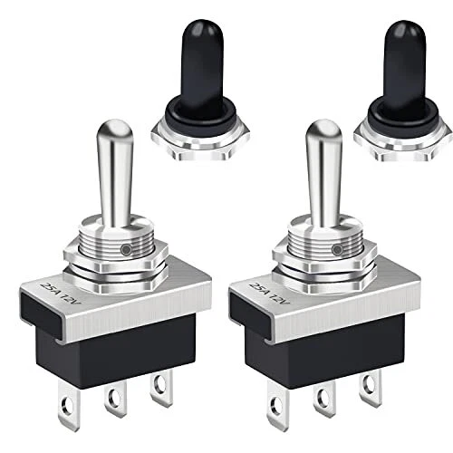 Mankk 2PCS Momentary Toggle Switch 12V 25A SPDT (On)-Off-(On) 3Pin 3 Position