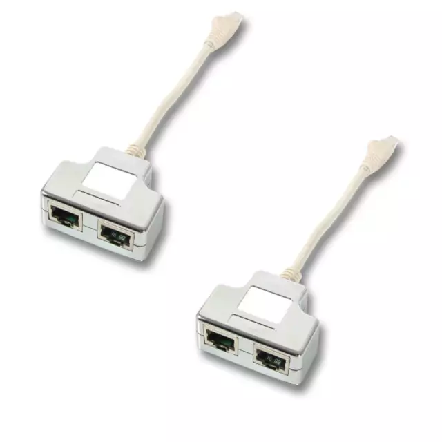 2er-Set Netzwerk Splitter Y-Adapter Portdoppler Verteiler RJ45 2-fach Ethernet