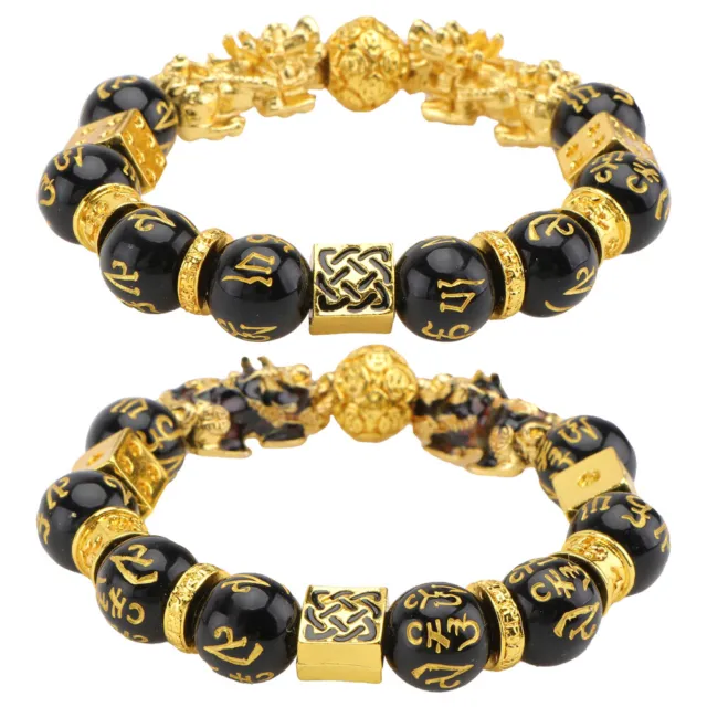 2 Pcs Bracelet De Perles Bouddha Méditation Amulette Bracelets