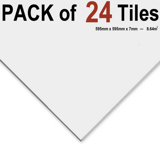8,64m2 abgehängte Vinyldecke abwischbar EasyClean 595 mm x 595 mm x 7 mm 24 Fliesen