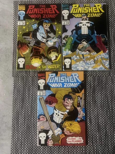 The PUNISHER War Zone Issues #2,3,4 Marvel Comics 1992 Blood In The Water Lot